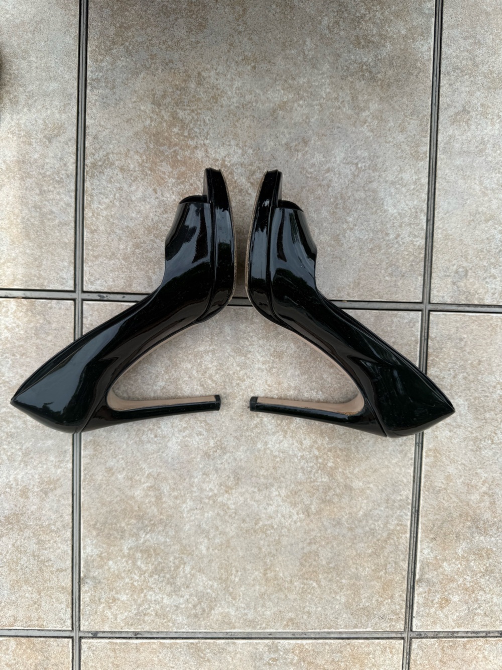 Miu Miu Black Patent Peep-Toe Stiletto Pumps - Picture 11 of 16